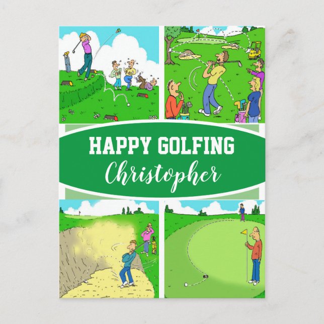 Postal Para golfista o jugador de golf mensaje feliz de g (Anverso)