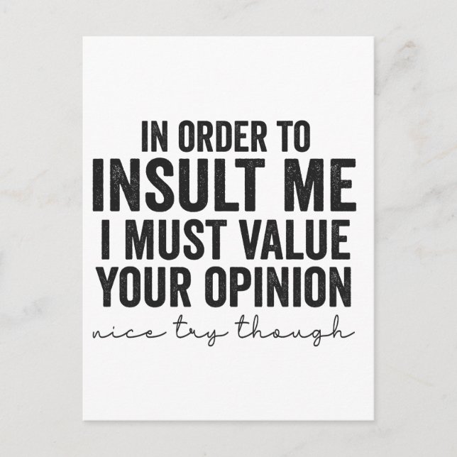 Postal Para Insultarme Debe Valorar Su Opinión (Anverso)