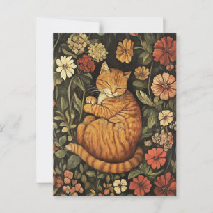 Postal para la cosecha del gato rojo William Morri