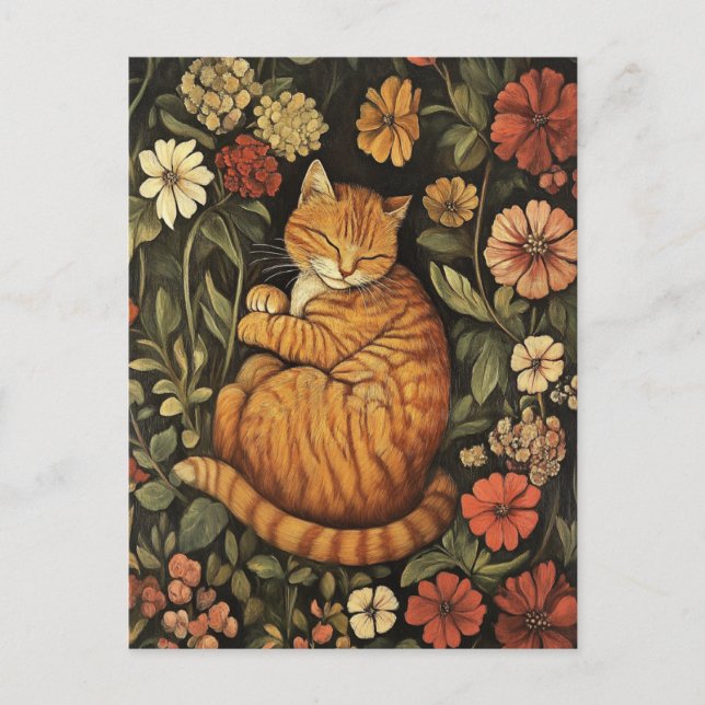 Postal para la cosecha del gato rojo William Morri (Anverso)