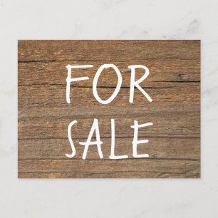 Postal Para la venta Rótulo manuscrito en tablas de mader