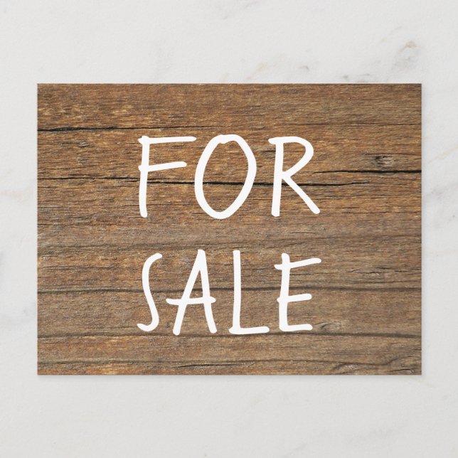 Postal Para la venta Rótulo manuscrito en tablas de mader (Anverso)