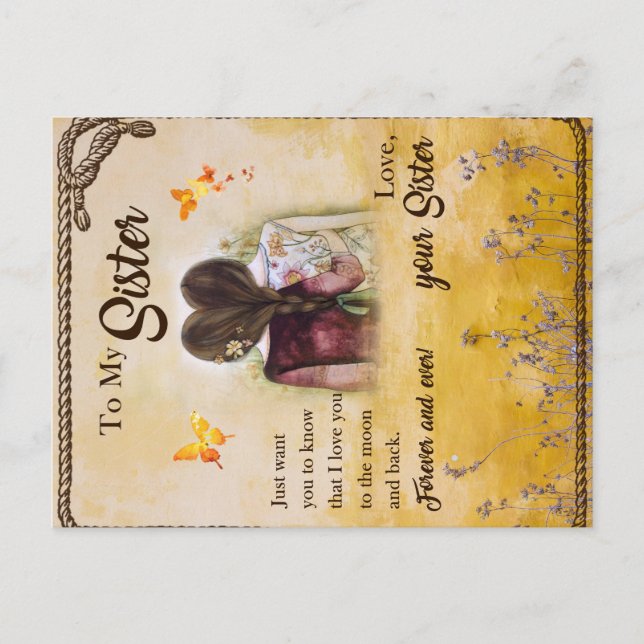 Postal Para mi hermana regalo,Amantes de las mariposas,He (Anverso)