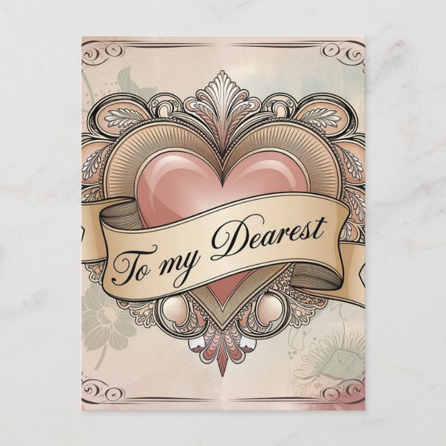 Postal Para Mi Querido: Diseño de Corazón Ornamentado (Anverso)