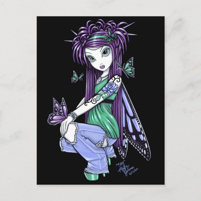 Postal para productos lácteos con Rosa de mariposa (Anverso)