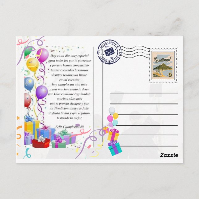 postal para saludo de cumpleaños (Reverso)