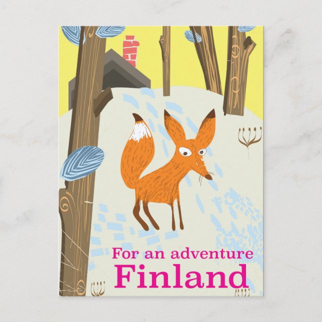 Postal Para un afiche de viaje retro de Adventure Finland (Anverso)