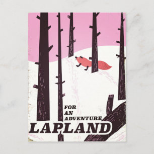 Postal Para un cartel vintage de aventura en Laponia