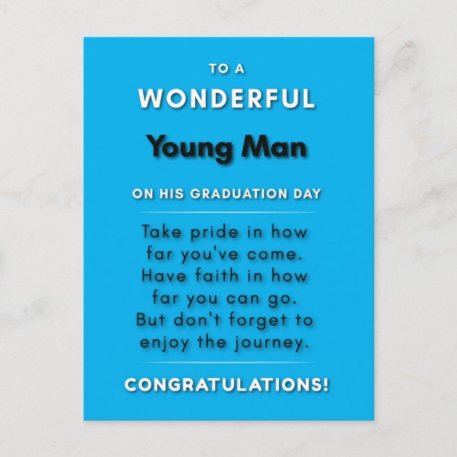 Postal Para un joven maravilloso en el día de su graduaci (Anverso)