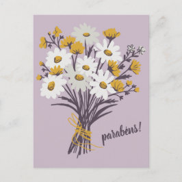 Postal Parabéns FELICITACIONES ramo de Daisy personalizad