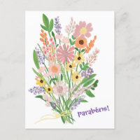 Parabens Flores Silvestres Pintadas a Mano Gouache