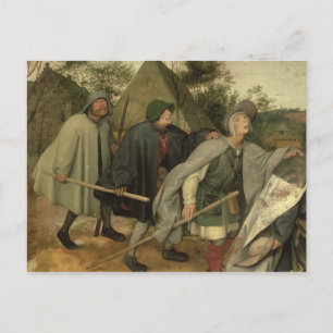 Postal Parable de ciegos, detalle de tres ciegos