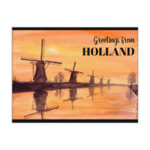 Parabrisas de Kinderdijk Sunset - Pintura acuática