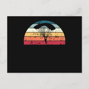 Postal Paracaidismo Retro Atardecer Vintage Paracaidista