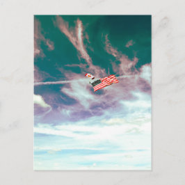 Postal Paracaidista con bandera estadounidense cielo dram