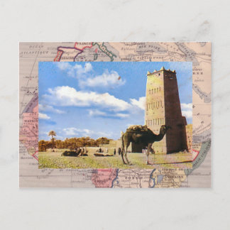 Postal Parada de camellos en el desierto