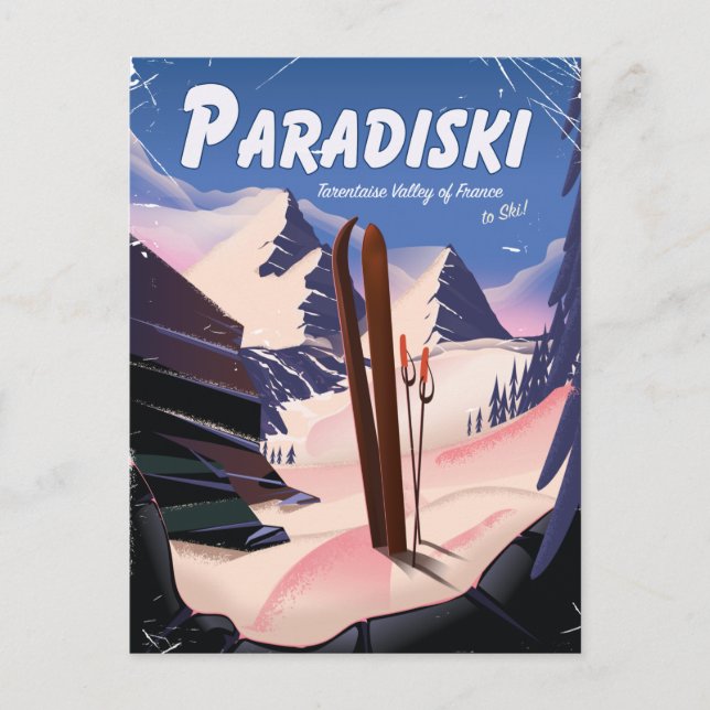 Postal Paradiski Tarentaise Valley, Francia, poster de es (Anverso)
