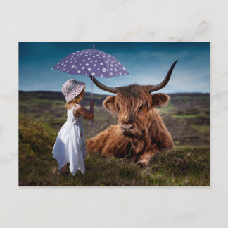 POSTAL PARAGUAS CHICA YAK DIVERTIDO POSTCROSSING
