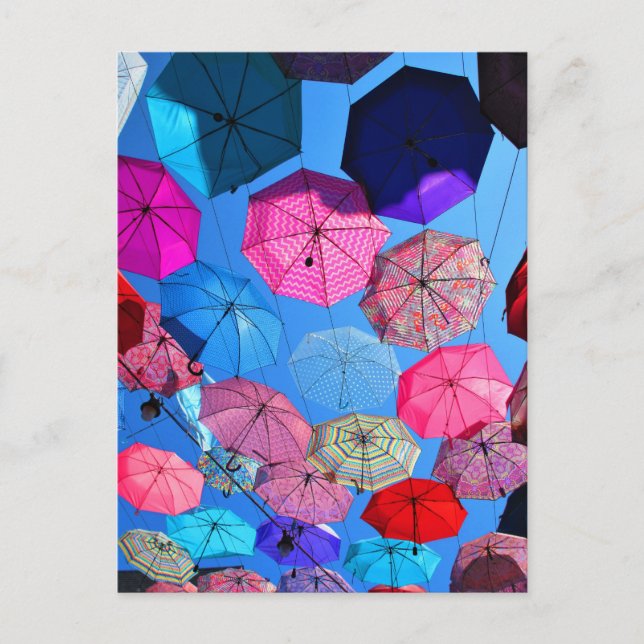 Postal Paraguas coloridos de Vieux Hull Québec (Anverso)