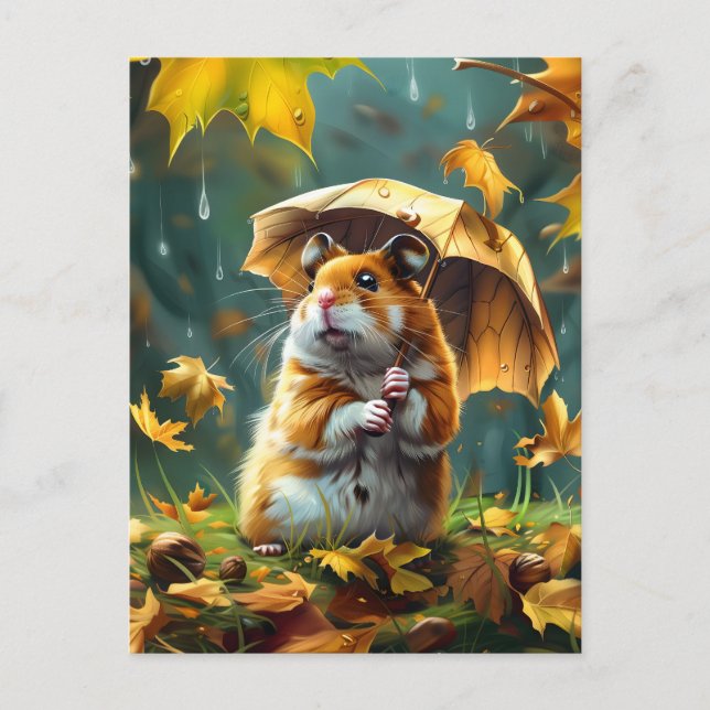 Postal Paraguas de Hamster y Leaf (Anverso)