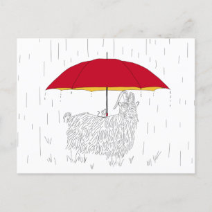 Postal Paraguas del ratón para la cabra