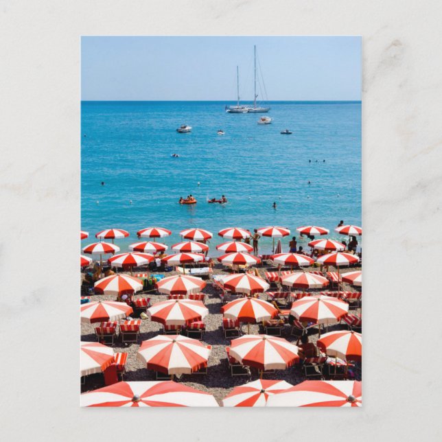 Postal Paraguas en la costa de Amalfitan (Anverso)