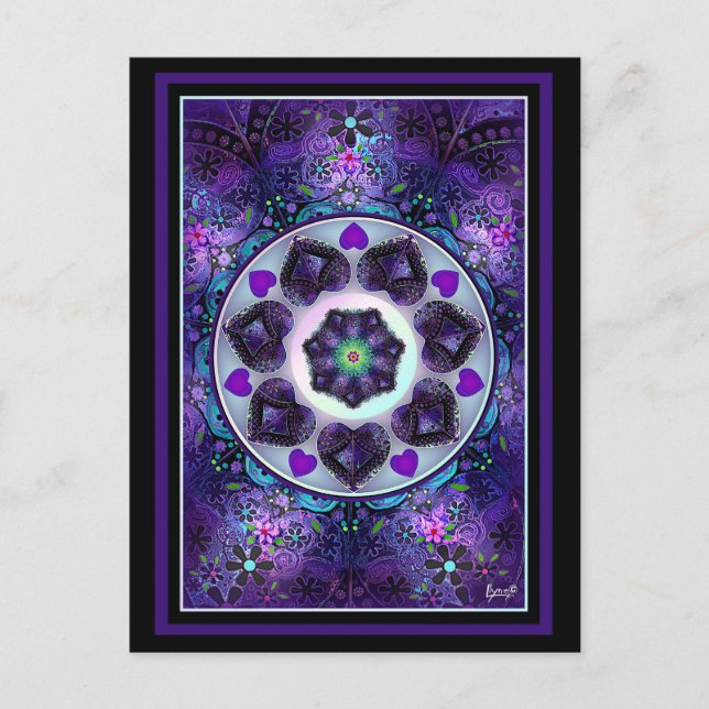 Postal Paraguas morados y corazones.7 (Anverso)