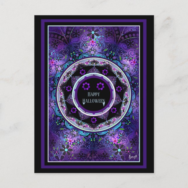 Postal Paraguas morados y corazones.7 (Anverso)