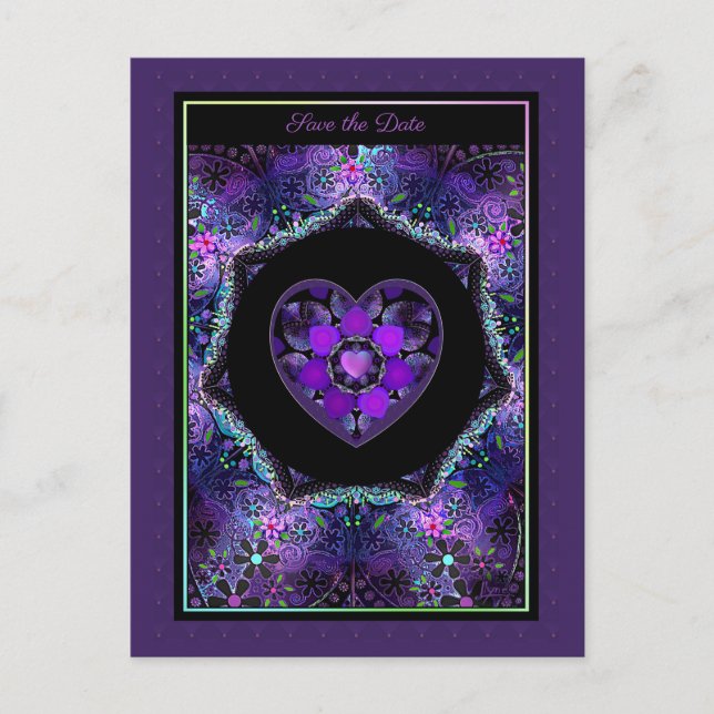 Postal Paraguas morados y corazones .7 (Anverso)