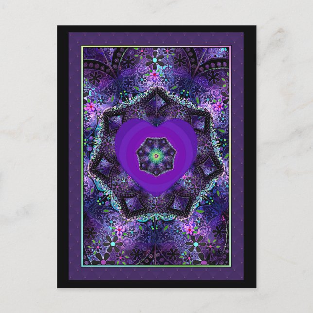 Postal Paraguas morados y corazones.7 (Anverso)