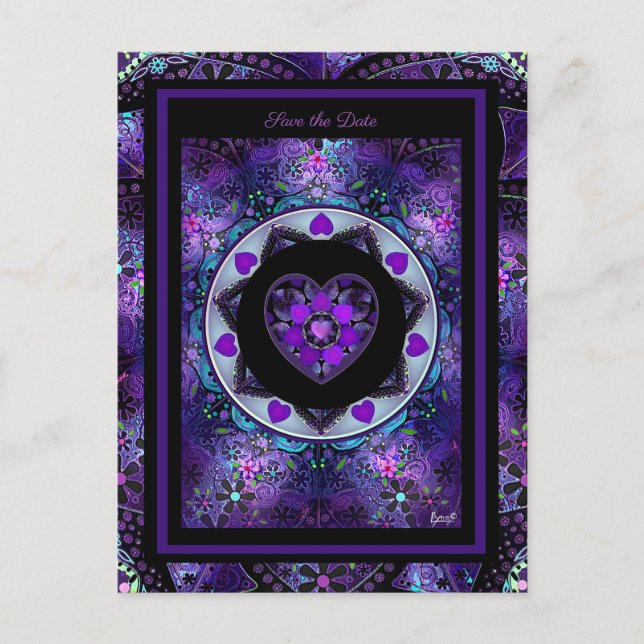 Postal Paraguas morados y corazones .7 (Anverso)