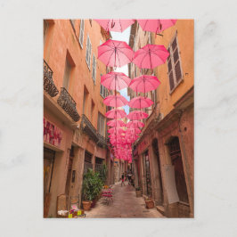 Postal Paraguas rosados en la Riviera Francesa de Grasse