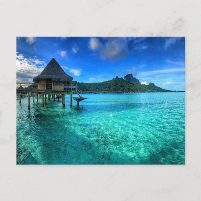 Postal Paraíso de Bora Bora, Sueños de Bungalow Sobreacuá (Anverso)