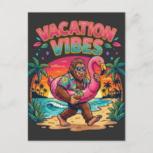 Postal Paraíso de la playa Bigfoot Vibraciones de vacacio