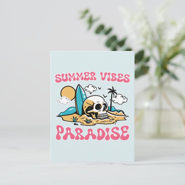 Postal Paraíso de las vibraciones de verano - Calavera (Anverso de pie)