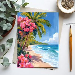 Postal Paraíso de Playa Tropical | Pintura del Océano