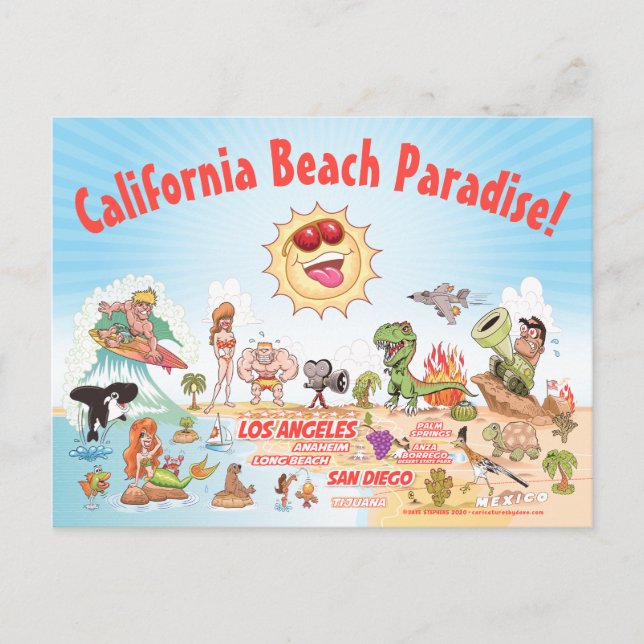 Postal Paraíso de playas de California (Anverso)