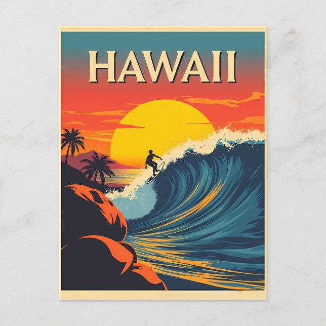 Postal Paraíso de Surfing: Aventura Hawaii Sunset (Anverso)