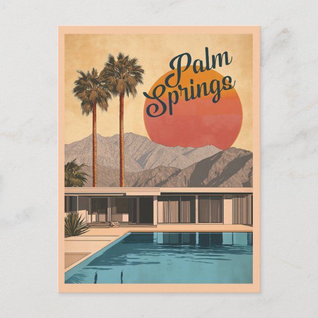 Postal Paraíso moderno de mediados del siglo XX: Palm Spr (Anverso)