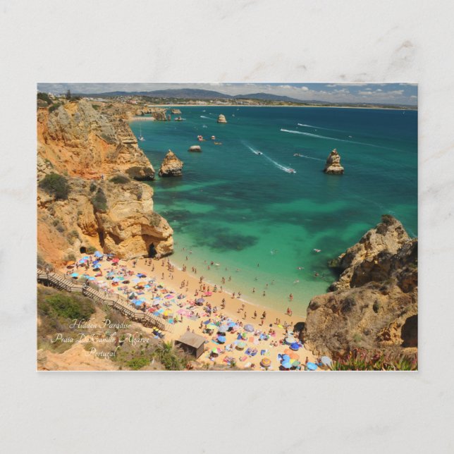 Postal Paraíso oculto Praia Do Camilo, Algarve, Portugal (Anverso)