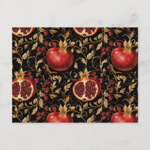 Postal Paraíso Pomegranado - Ricos Patrones Florales Sin