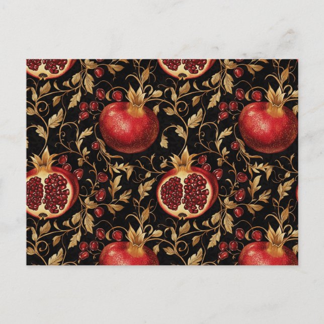 Postal Paraíso Pomegranado - Ricos Patrones Florales Sin  (Anverso)