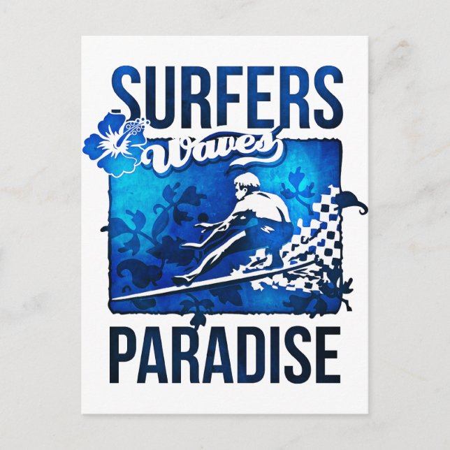 Postal paraíso surfista (Anverso)