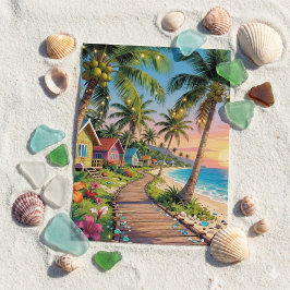 Postal Paraíso Tropical Cabaña Costera junto al Mar Hola