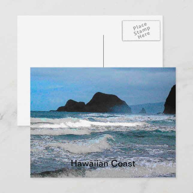 Postal Paraíso tropical de la isla costera de Hawái (Anverso / Reverso)