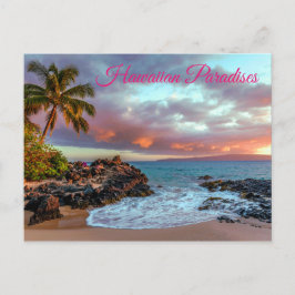 Postal Paraíso tropical hawaiano de arena en la playa