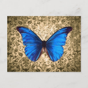 Postal Paramasca de mariposa monarca azul Arte vintage