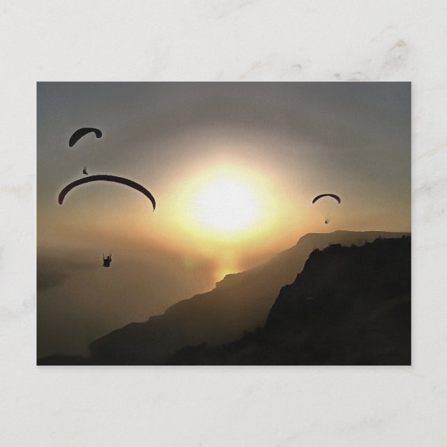 Postal Parapente Volando Wanderlust Extreme Sports Art (Anverso)