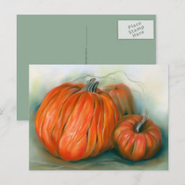 Postal Parche de calabaza Arte Trío Pastel Otoño