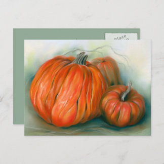 Postal Parche de calabaza Arte Trío Pastel Otoño